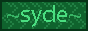 Green text on a dark green background that reads '~ syde ~'.